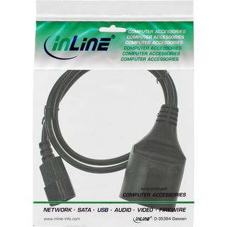 InLine Netz Adapter Kabel, Kaltgerte C14 auf Schutzkontakt Buchse, fr USV, 0,5m