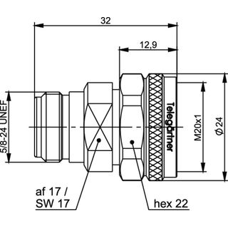 Adapter N - 4.3-10 Hand Screw, 50 Ohm (f-m) (Telegrtner J01027A0025)
