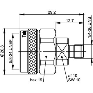 Adapter N - R-SMA, 50 Ohm, TA (M-F) (Telegrtner J01027R0001)
