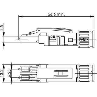 LC Duplex Stecker EasyGrip, G50/125, violett, OM4 schwarz, fr Kabel  1,8-2,2 / 2,6-3,2mm (Telegrtner J08070A0073)