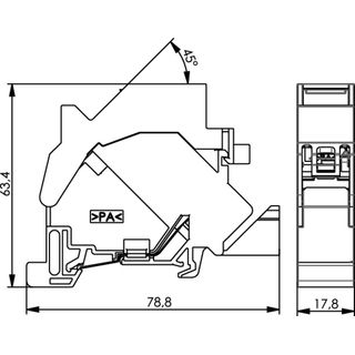 Tragschienen-Verbinder TS45 inkl. AMJ-S-Modul Cat.6A T568B (Telegrtner J00023A0206)