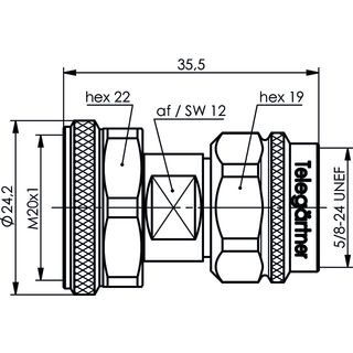 Adapter N - 4.3-10 Hand Screw, 50 Ohm (m-m) (Telegrtner J01027C0029)