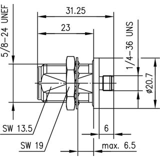 Einbauadapter N-SMA (F-F), 50 Ohm lngs- und einbaudicht IP68 (Telegrtner J01027A0022)