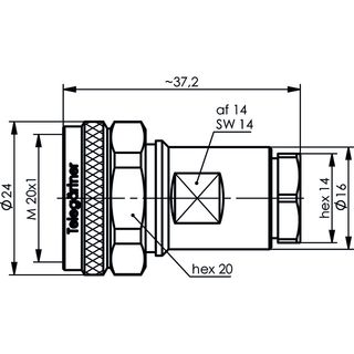 4.3-10 Kabelstecker Klemm/Klemm Push-Pull, 50 Ohm Low Loss 240 Kabel, Feldmontage-Type (Telegrtner J01440A3012)