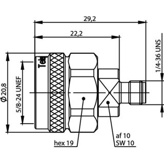 Adapter N-SMA, 50 Ohm, TA (M-F) (Telegrtner J01027B0018)