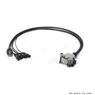 Multicore-Kabel AES / EBU, DMX & Power | 08/00 | 8x XLR 5-pol male HICON + Schuko-Stecker | Multipinbuchse | Scuba + Rubberflex | 1,00m