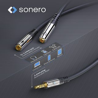 3,5mm Klinke (4-pin) auf 2x 3,5mm Klinke Stereo Headset Adapter, 0,20m