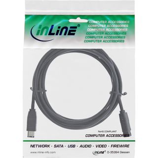 InLine FireWire Kabel, IEEE1394 6pol Stecker zu 9pol Stecker, schwarz, 1m