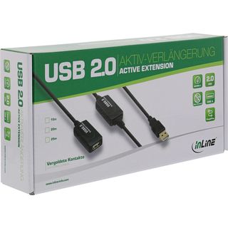 InLine USB 2.0 Aktiv-Verlngerung, mit Signalverstrkung Repeater, Stecker A an Buchse A, 15m
