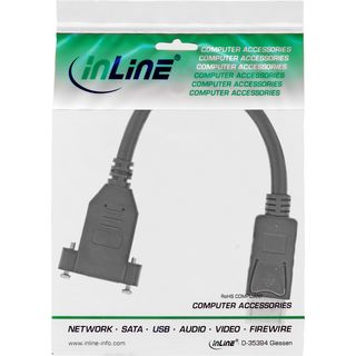 InLine DisplayPort Adapterkabel, DisplayPort Stecker auf Buchse zum Einbau, 0,2m