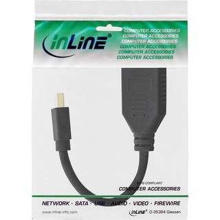 InLine Kabel Mini DisplayPort Stecker zu DisplayPort Buchse, 4K2K, schwarz, 0,15m