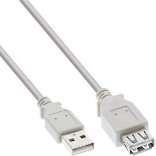 InLine USB 2.0 Verlngerung, Stecker / Buchse, Typ A, beige/grau, 0,5m