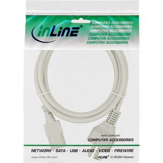 InLine Netzkabel, Schutzkontakt gerade auf Kaltgertestecker C13, 1,8m, grau
