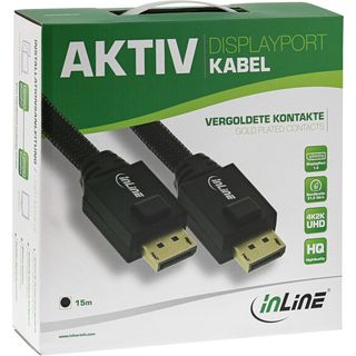 InLine DisplayPort Aktiv-Kabel, 4K2K, schwarz, vergoldete Kontakte, 15m