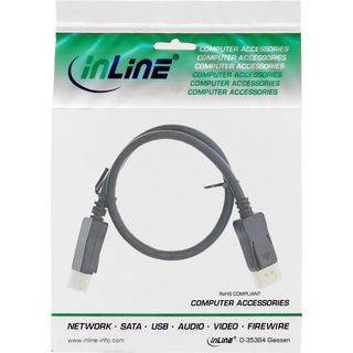InLine DisplayPort 1.4 Kabel, 8K4K, schwarz, vergoldete Kontakte, 0,5m
