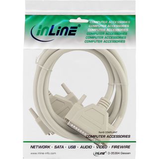 InLine Serielles Kabel, 37pol Stecker / Stecker, vergossen, 1:1 belegt, 5m