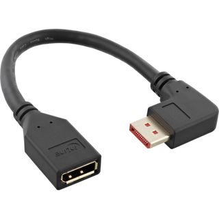 InLine DisplayPort 1.4 Adapterkabel ST/BU, 8K4K, rechts gewinkelt, schwarz/gold, 0,15m