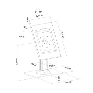 PureMounts DS Standfu mit abschliebarem Tabletgehuse fr Apple / Samsung, schwarz
