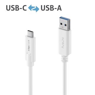 Premium USB v3.2 USB-C / USB-A Kabel ? 1,50m, wei