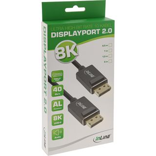 InLine DisplayPort 2.0 Kabel, 8K4K UHBR, schwarz, vergoldete Kontakte, 1m