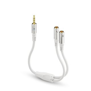 Premium Headset Audio Splitter / Y-Adapter Kabel ? 0,25m, wei