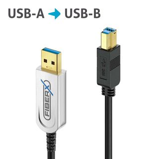 USB 3.1 Gen2 USB-A/USB-B AOC-Glasfaserkabel - 5 m