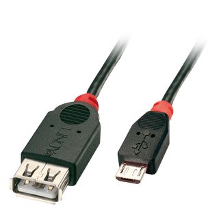 USB 2.0 Kabel Typ Micro-B/A OTG, 0,5m (Lindy 31935)