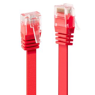 1m Cat.6 U/UTP Flachband-Netzwerkkabel, rot (Lindy 47511)