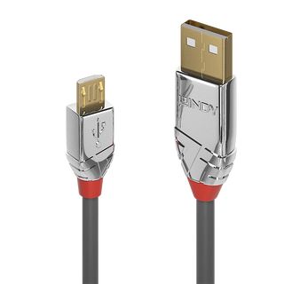 0,5m USB 2.0 Typ A an Micro-B Kabel, Cromo Line (Lindy 36650)