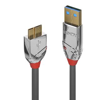 2m USB 3.0 Typ A an Micro-B Kabel, Cromo Line (Lindy 36658)