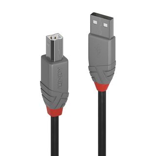 0,5m USB 2.0 Typ A an B Kabel, Anthra Line (Lindy 36671)