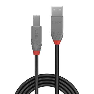 2m USB 2.0 Typ A an B Kabel, Anthra Line (Lindy 36673)