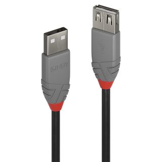 0.2m USB 2.0 Typ A Verlngerungskabel, Anthra Line (Lindy 36700)