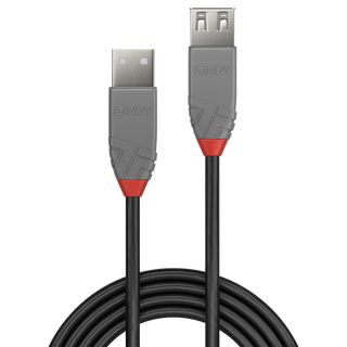 1m USB 2.0 Typ A Verlngerungskabel, Anthra Line (Lindy 36702)