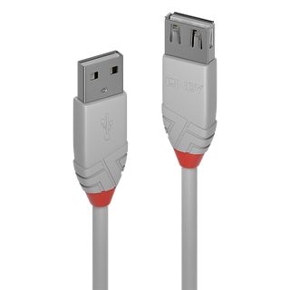 0.2m USB 2.0 Typ A Verlngerungskabel, Anthra Line (Lindy 36710)
