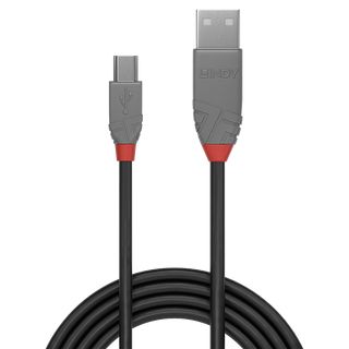 1m USB 2.0 Typ A an Mini-B Kabel, Anthra Line (Lindy 36722)