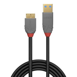1m USB 3.0 Typ A an Micro-B Kabel, Anthra Line (Lindy 36766)