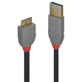 2m USB 3.0 Typ A an Micro-B Kabel, Anthra Line (Lindy 36767)
