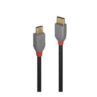 1m USB 2.0 Typ C an Micro-B Kabel, Anthra Line (Lindy 36891)