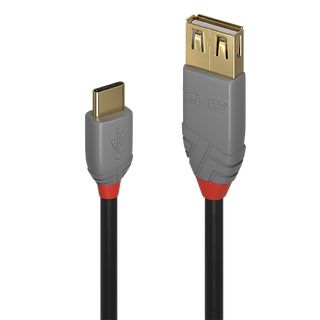 0,15m USB 2.0 Typ C an A Adapterkabel, Anthra Line (Lindy 36897)