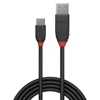 0,5m USB 3.1 Typ A an C Kabel 3A, Black Line (Lindy 36915)