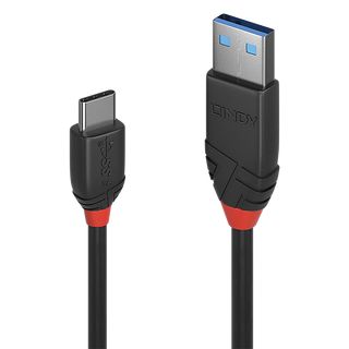 1m USB 3.1 Typ A an C Kabel 3A, Black Line (Lindy 36916)