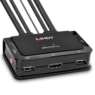 2 Port HDMI 2.0, USB 2.0 & Audio Cable KVM Switch (Lindy 42345)