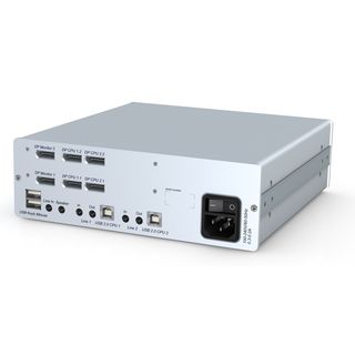KVM-Switch fr 2 CPUs und 2 DisplayPort 1.2 Monitore mit 4K-Auflsung, USB und Audio (DP1.2-MUX2-MC2-USB)