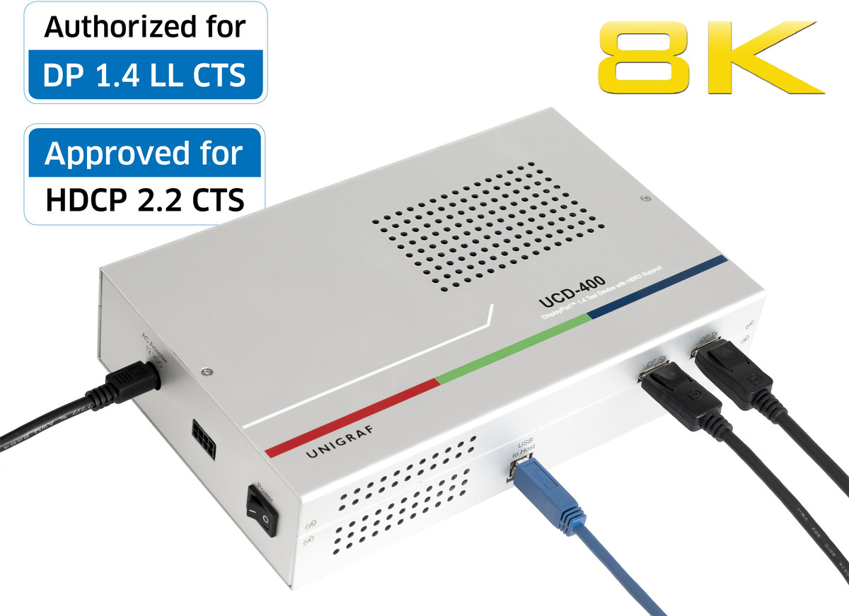 Unigraf’s UCD-400 has been Approved by VESA as a DisplayPort™ 1.4 Link Layer CTS Test Tool